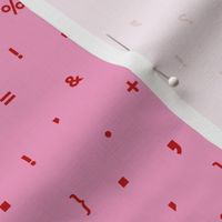 Back to school math glyphs and typography marks and signs pink red