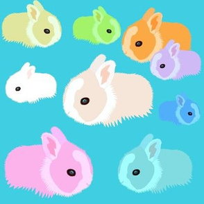 Colourdey bunnies turquoise backg