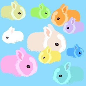 Coloured bunnies blue back