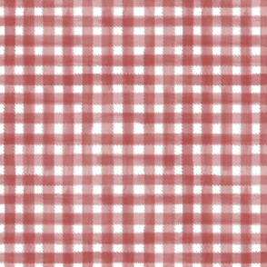 Watercolor geometric red and white gingham pattern