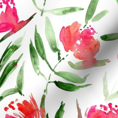 Peony bloom in Florence - watercolor peonies - painted florals for modern home decor p337