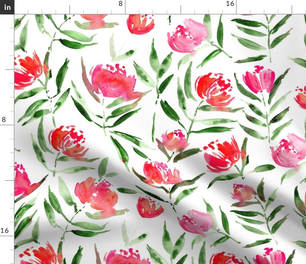 Peony bloom in Florence - watercolor peonies - painted florals for modern home decor p337