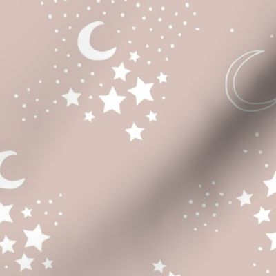 Starry night universe constellation moon and stars neutral boho nursery design beige sand white JUMBO