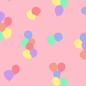Rainbow balloons - pink pastel