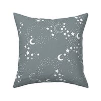 Starry night universe constellation moon and stars neutral boho nursery design stone blue gray JUMBO