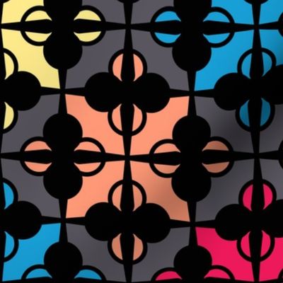 Stained glass colorful mosaic black Wallpaper