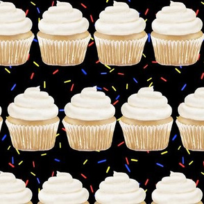 vanilla cupcake rows with sprinkles - black