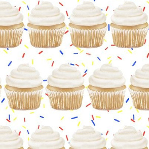 vanilla cupcake rows with sprinkles - white