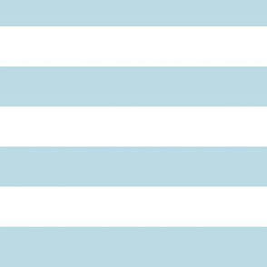 Large Pastel Blue Awning Stripe Pattern Horizontal in White
