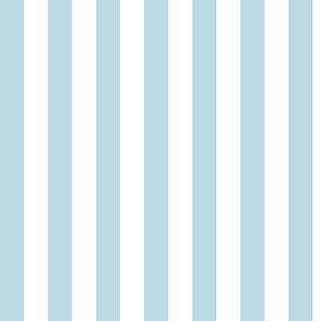 Pastel Blue Awning Stripe Pattern Vertical in White