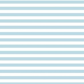 Pastel Blue Bengal Stripe Pattern Horizontal in White