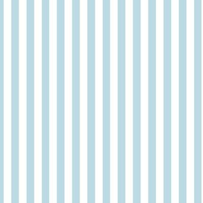 Pastel Blue Bengal Stripe Pattern Vertical in White