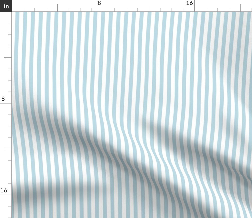 Pastel Blue Bengal Stripe Pattern Vertical in White
