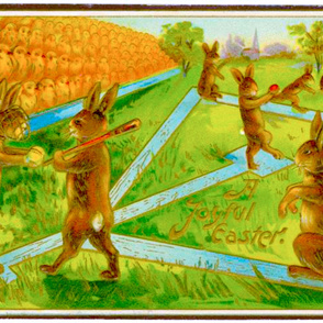 191-14  Easter Bunnies Playing Baseball