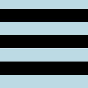 Large Pastel Blue Awning Stripe Pattern Horizontal in Black