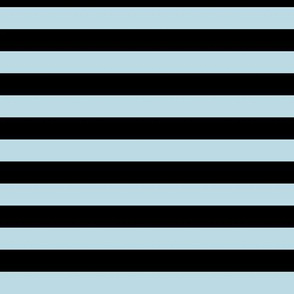 Pastel Blue Awning Stripe Pattern Horizontal in Black