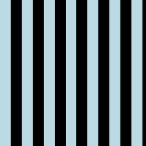 Pastel Blue Awning Stripe Pattern Vertical in Black