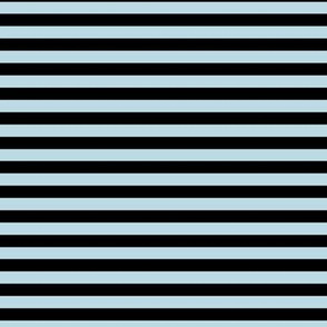 Pastel Blue Bengal Stripe Pattern Horizontal in Black
