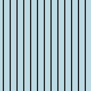 Pastel Blue Pin Stripe Pattern Vertical in Black