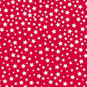 Off White Scattered Stars on Red