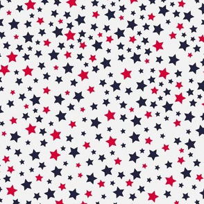 Navy and Red Scattered Stars on Off White