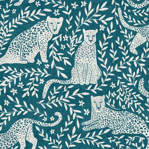 Jungle Cat - Teal Blue