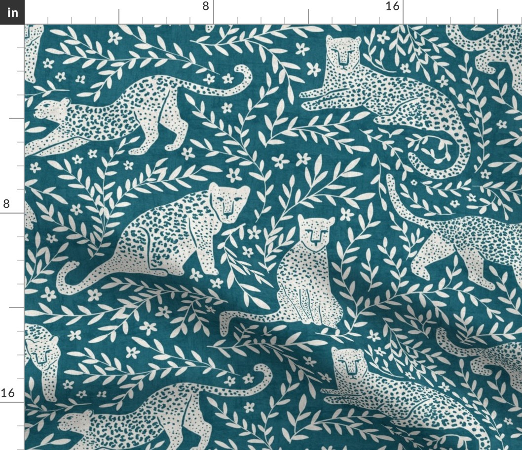 Jungle Cat - Teal Blue