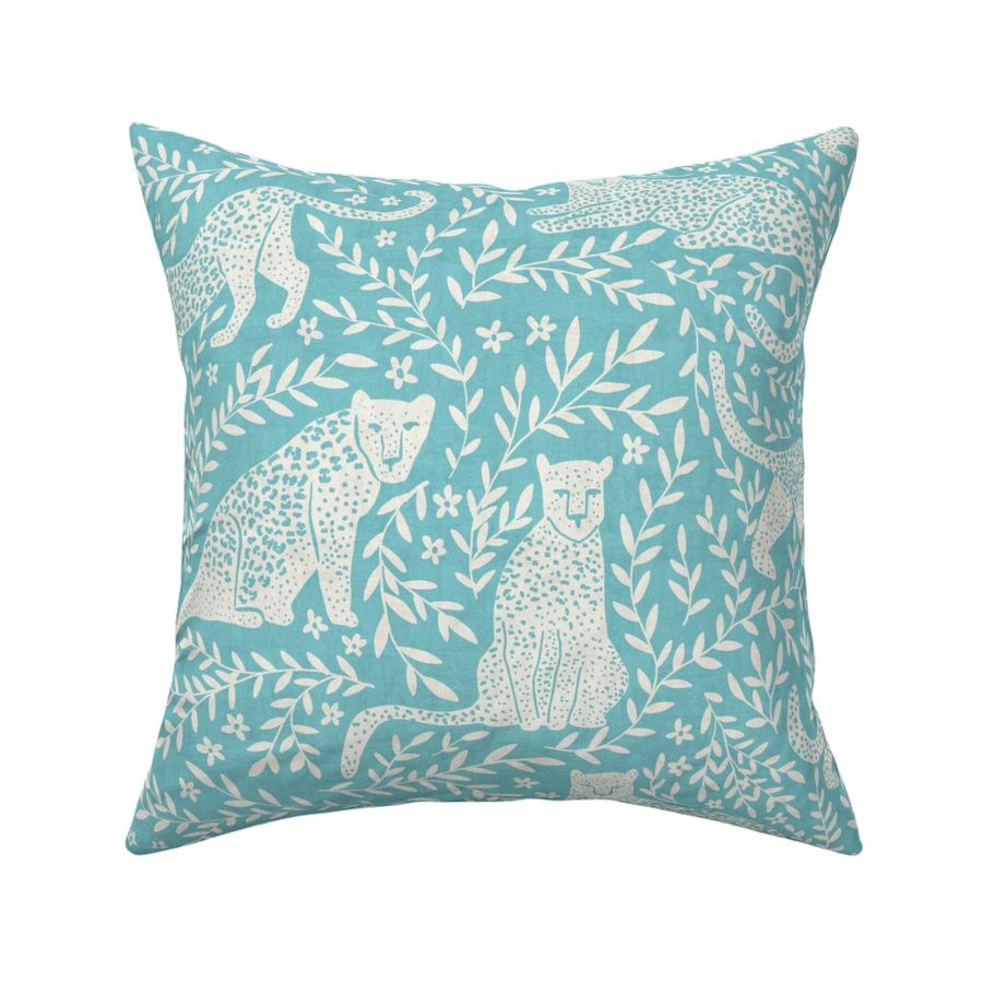 jungle cat - light turquoise - mono