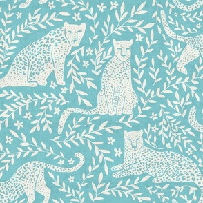 jungle cat - light turquoise - mono