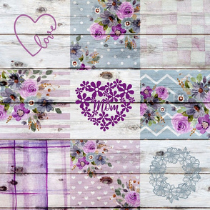 Mom Lavendar Floral Watercolor Patchwork - 6 inch squares