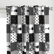 Black White and Gray Guitar Faux Patchwork