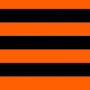 Large Vivid Orange Awning Stripe Pattern Horizontal in Black