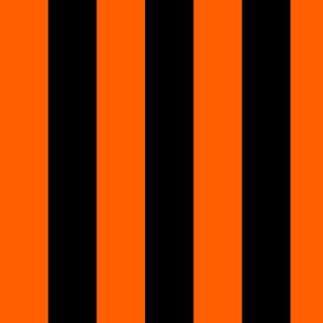 Large Vivid Orange Awning Stripe Pattern Vertical in Black
