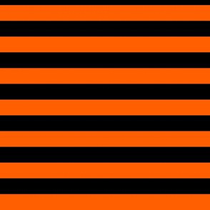 Vivid Orange Awning Stripe Pattern Horizontal in Black