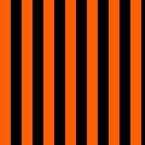 Vivid Orange Awning Stripe Pattern Vertical in Black