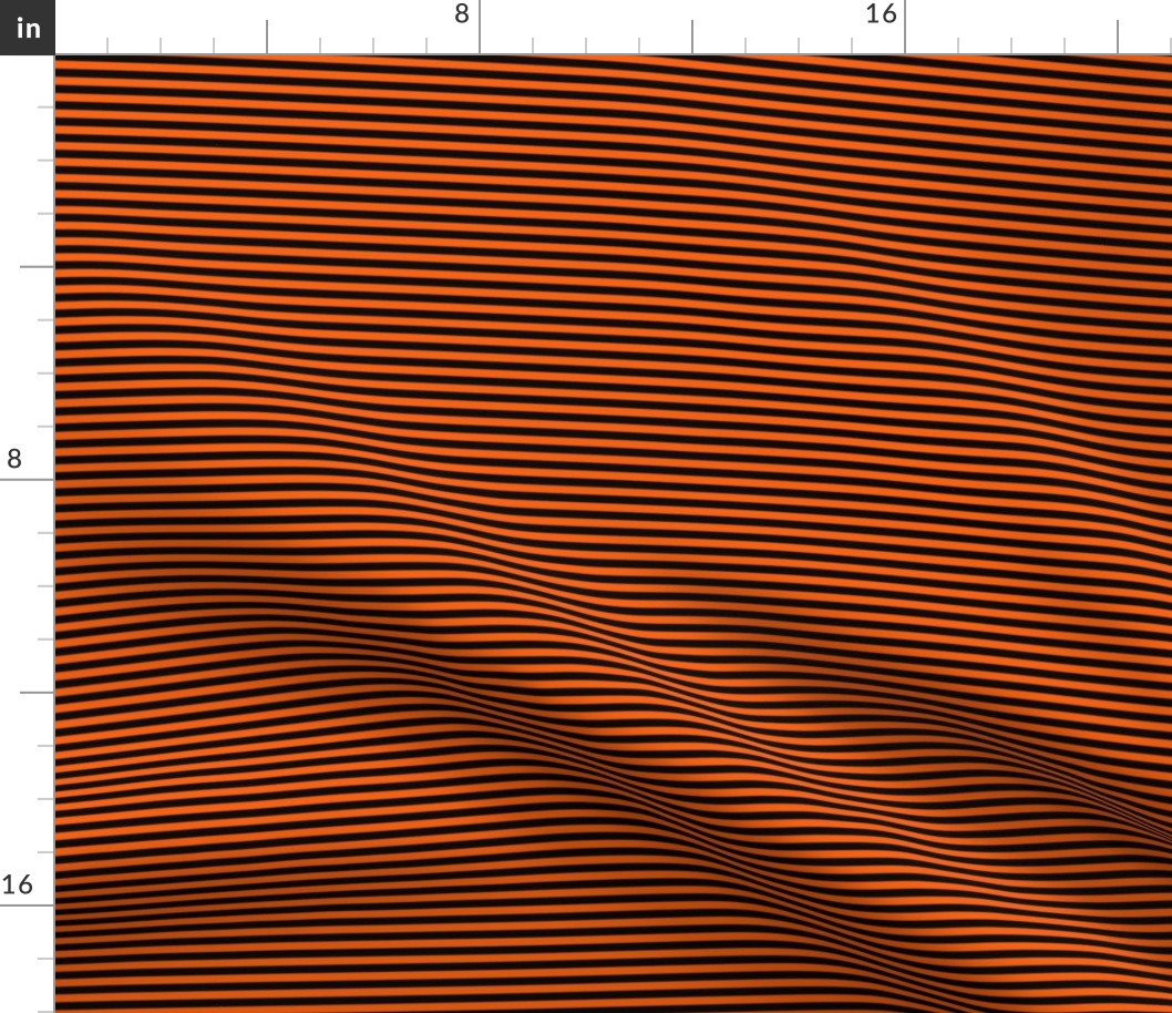 Small Vivid Orange Bengal Stripe Pattern Horizontal in Black