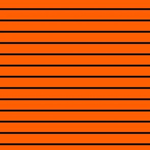 Vivid Orange Pin Stripe Pattern Horizontal in Black