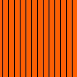 Vivid Orange Pin Stripe Pattern Vertical in Black