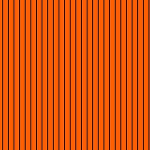 Small Vivid Orange Pin Stripe Pattern Vertical in Black