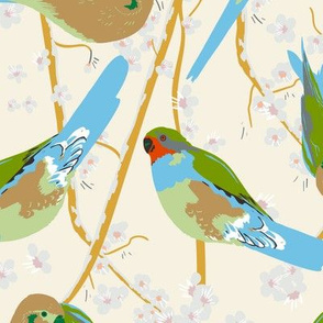 King Parrot Birds / Ivory Cream / Large