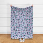 Cute Chameleon Pattern on Purple Background