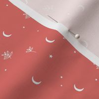 Little moon and stars jungle mystic boho garden moonlight dreams winter coral red white SMALL 