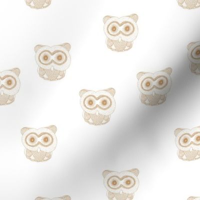 Little Scandinavian vintage style owls sweet boho owl design kids nursery baby honey yellow ochre on white