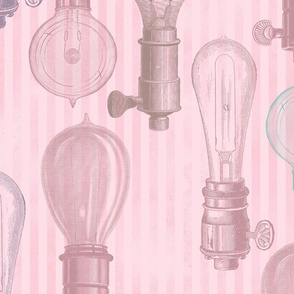 Vintage Pink Light Bulbs Retro Lovers Electrician