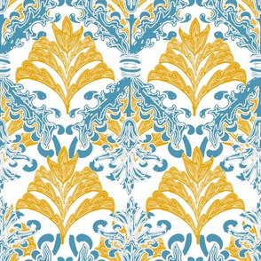 Angelica Ornaments blue_gold on white