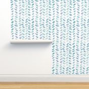 Blue and emerald watercolor herringbone - painted brush strokes abstract boho geometrical a078-7