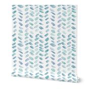 Blue and emerald watercolor herringbone - painted brush strokes abstract boho geometrical a078-7