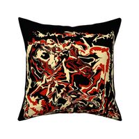 Hidden Marble Horses for Pillow Red and Cream on Black