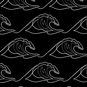 Sea Waves White Contour Surfing Artistic Summer Vibes