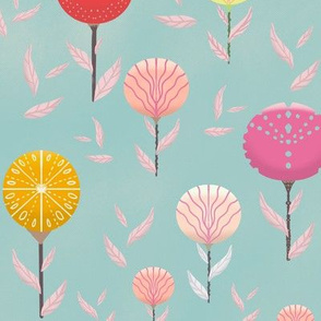 Stylised flowers and honeycomb background